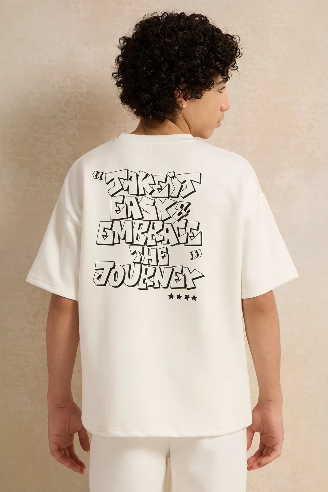 Senior Boys White Printed T-shirt sold by Redtag product image thumbnail 3