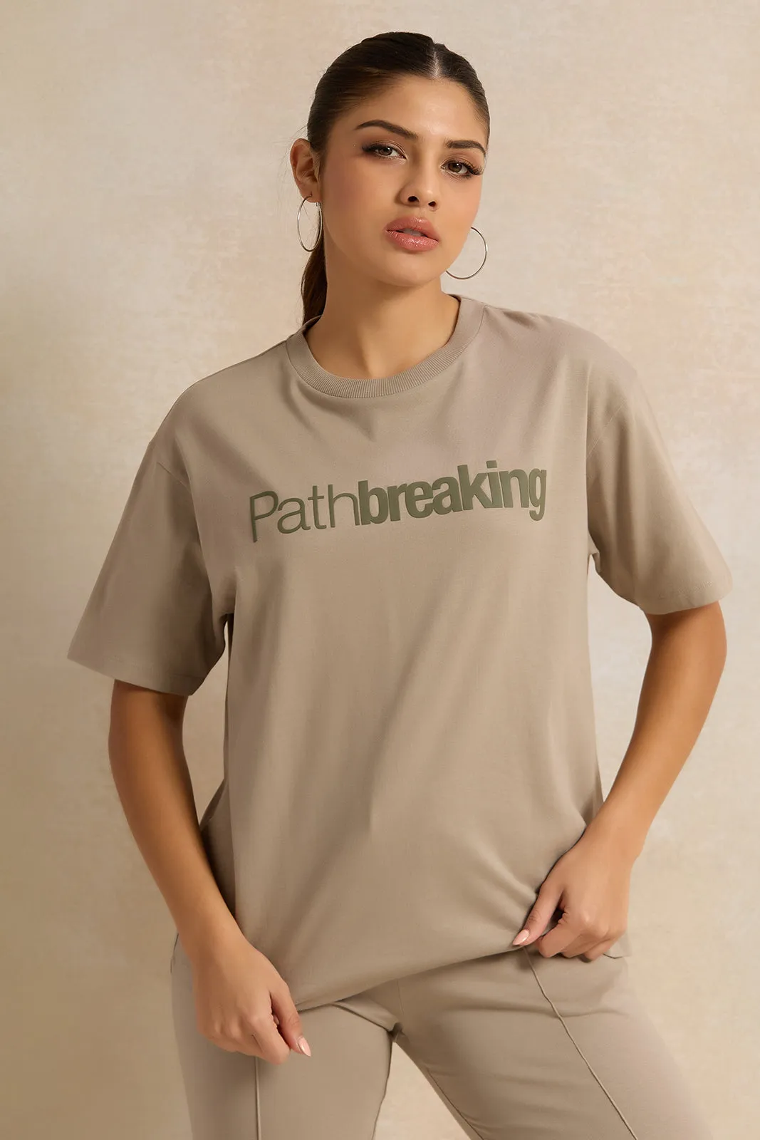 Women Grey Printed Oversize T-Shirt sold by Redtag