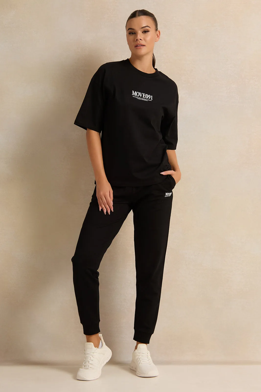 Women Black Drop Shoulder Printed T-Shirt sold by Redtag product image thumbnail 2