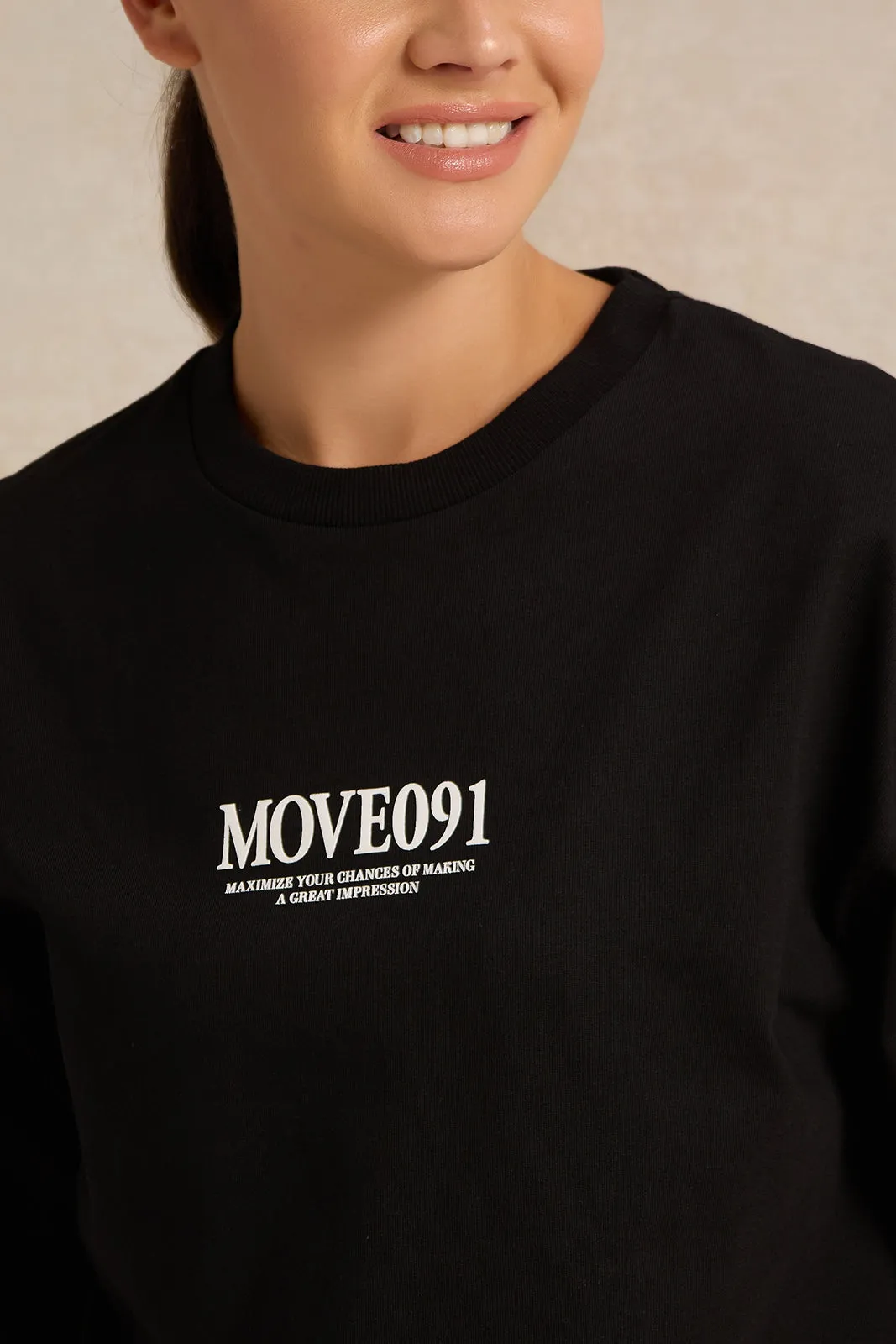 Women Black Drop Shoulder Printed T-Shirt sold by Redtag product image thumbnail 4