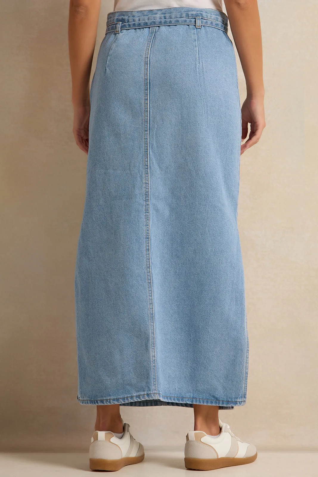 Women Blue Denim Straight Skirt sold by Redtag product image thumbnail 4