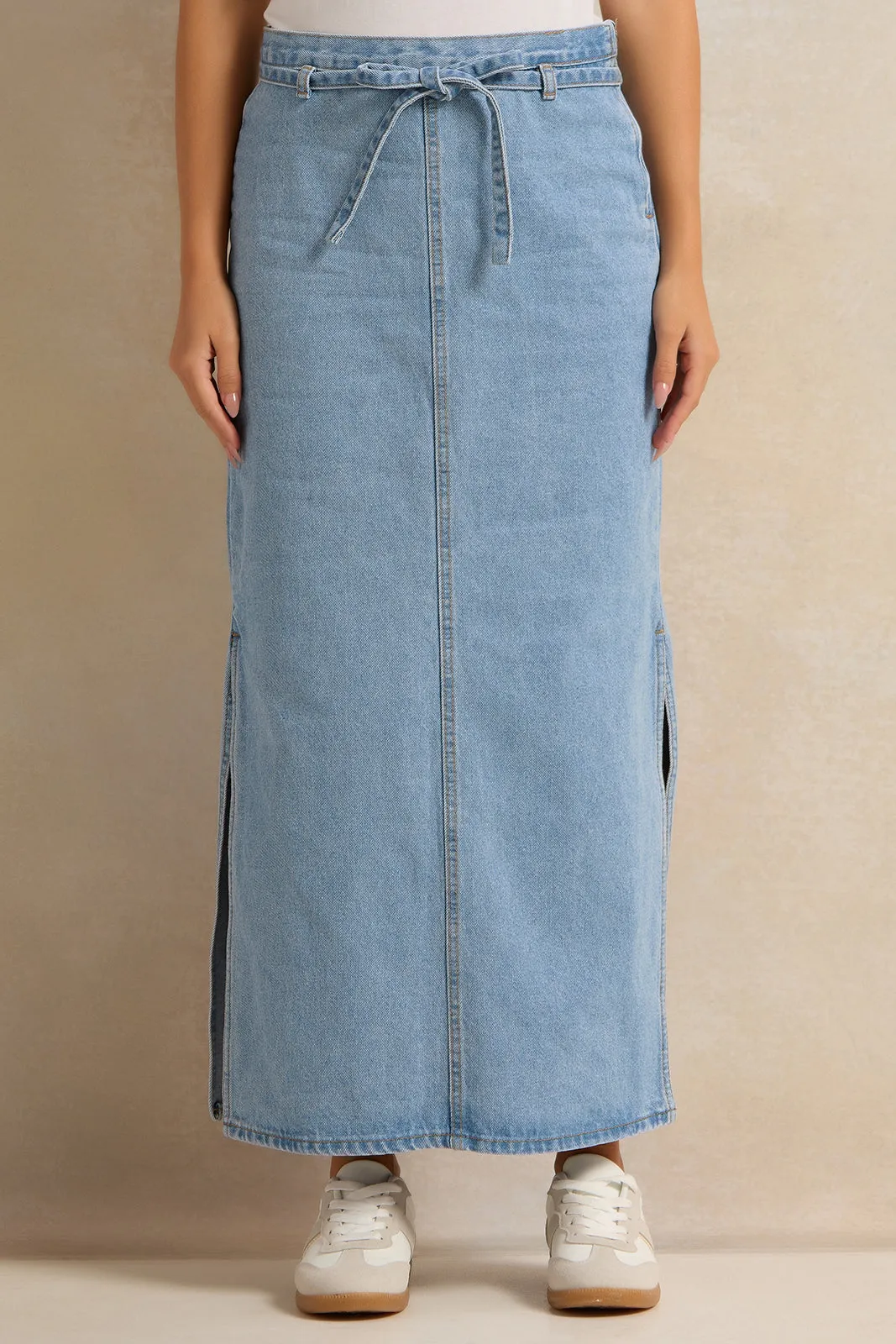Women Blue Denim Straight Skirt sold by Redtag product image thumbnail 2