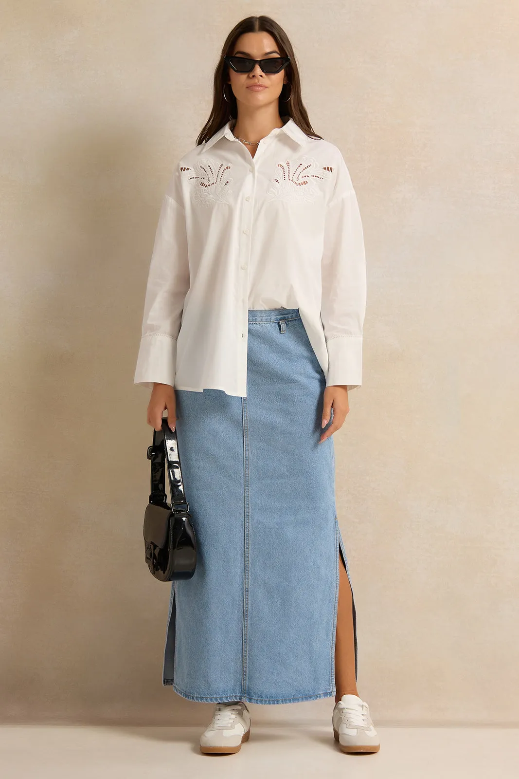 Women Blue Denim Straight Skirt sold by Redtag product image thumbnail 3