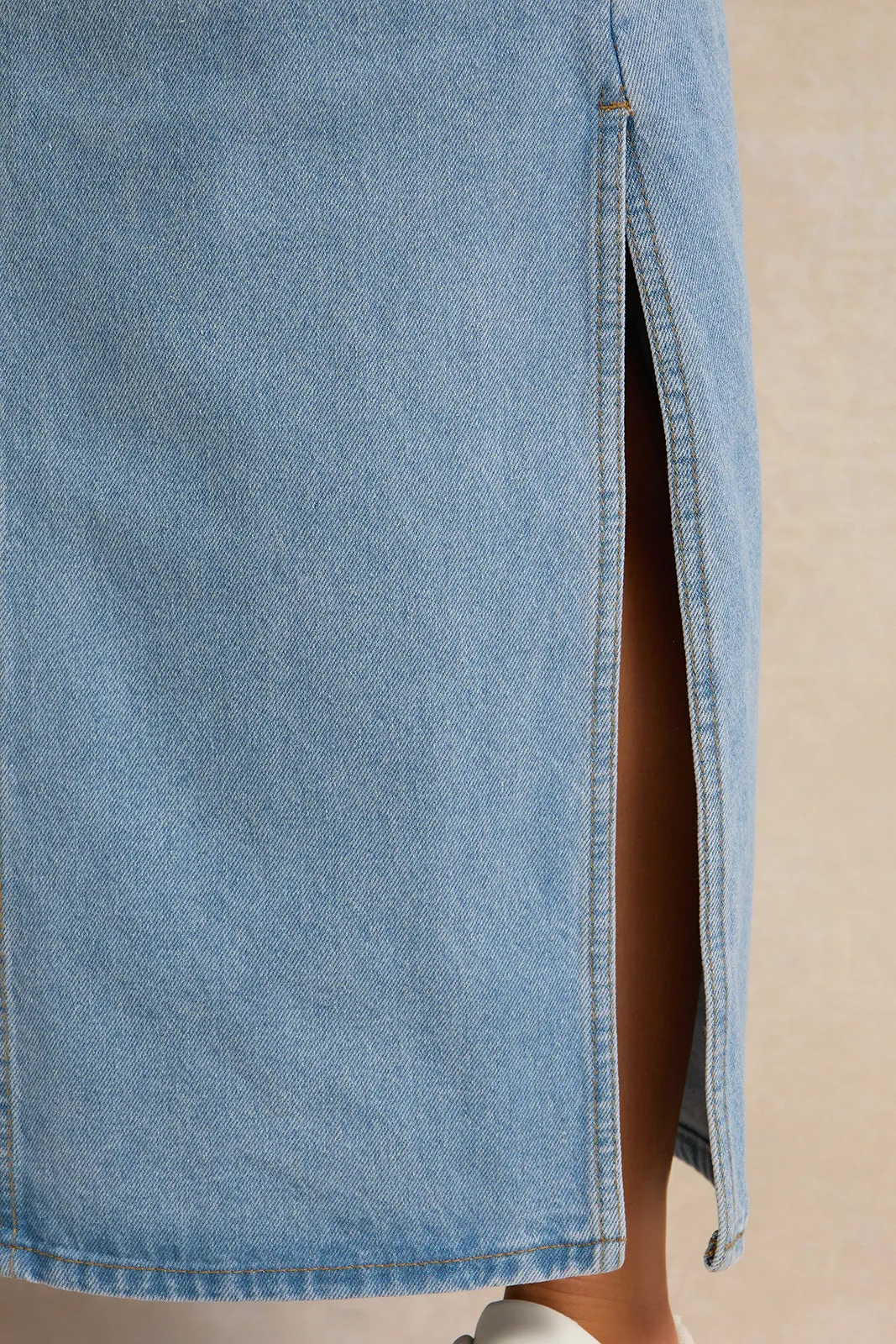 Women Blue Denim Straight Skirt sold by Redtag product image thumbnail 5