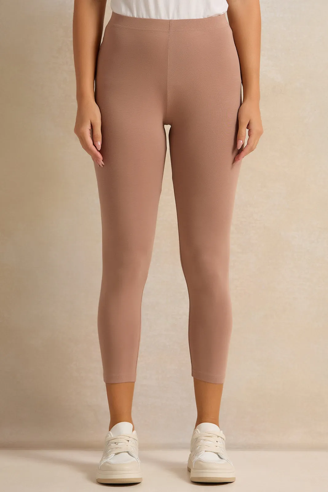 Women Beige Plain Leggings Set (Pack Of 2) sold by Redtag