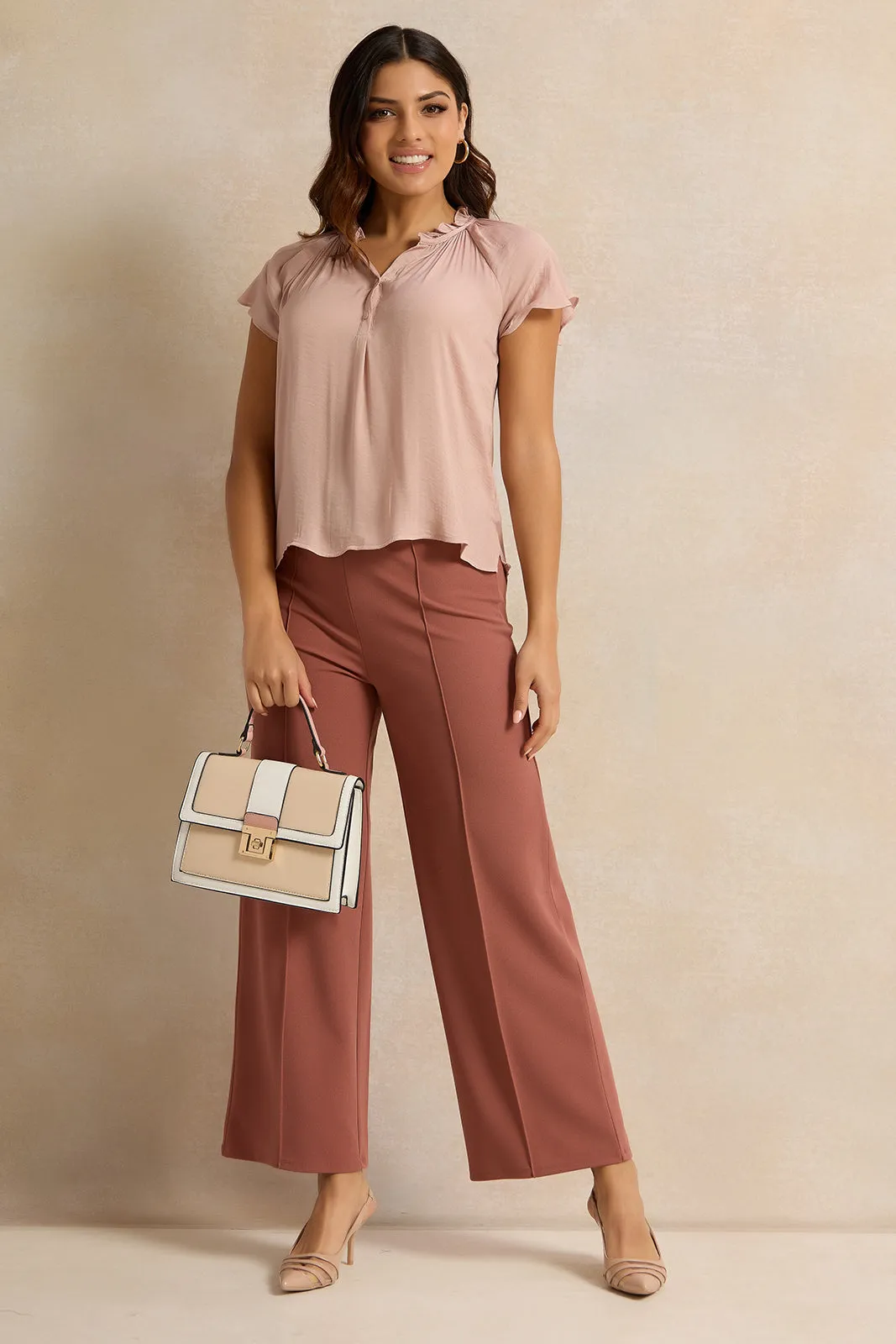 Women Pink Ruffle Sleeve Satin Top sold by Redtag product image thumbnail 2