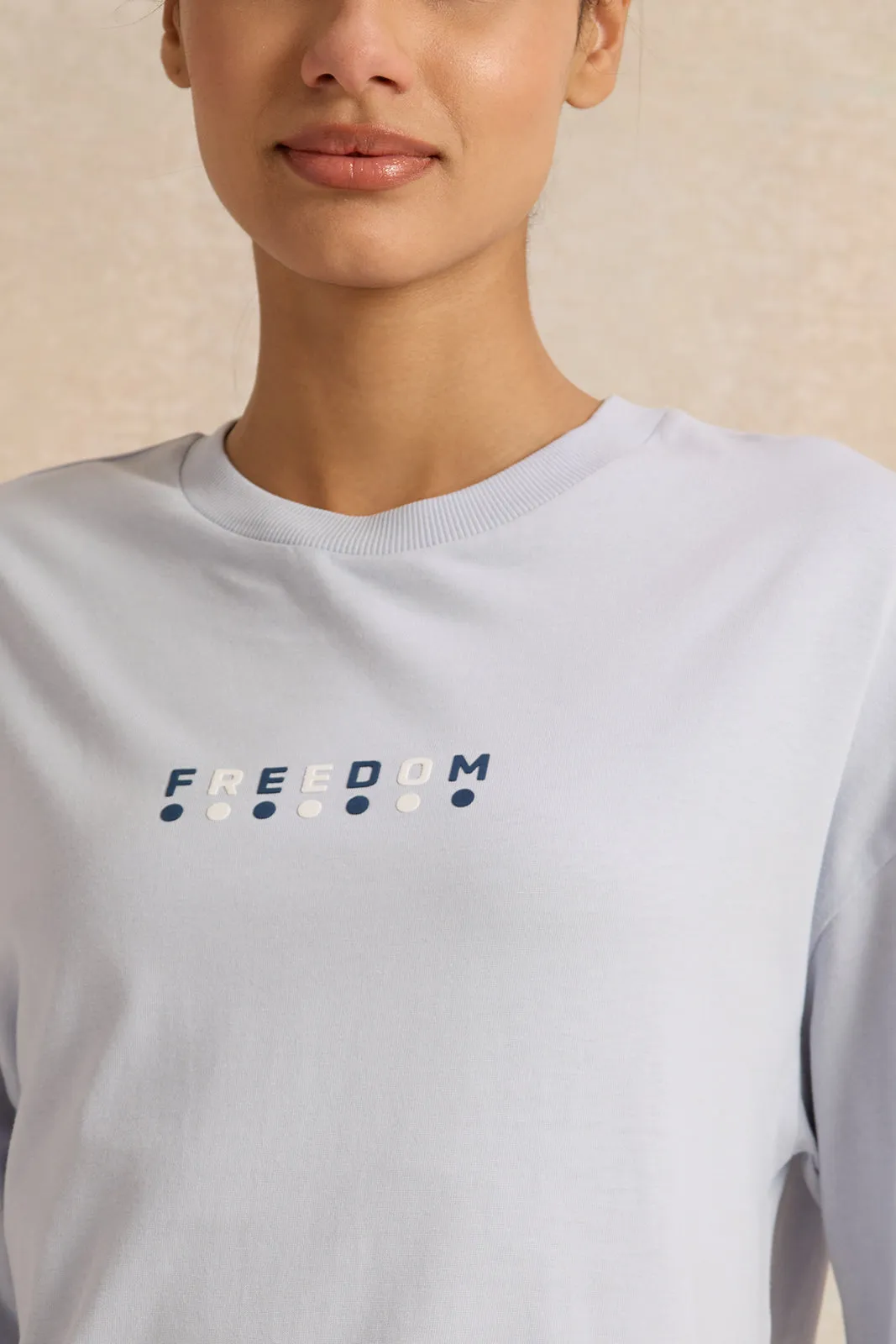 Women Blue Active Printed T-Shirt sold by Redtag product image thumbnail 4