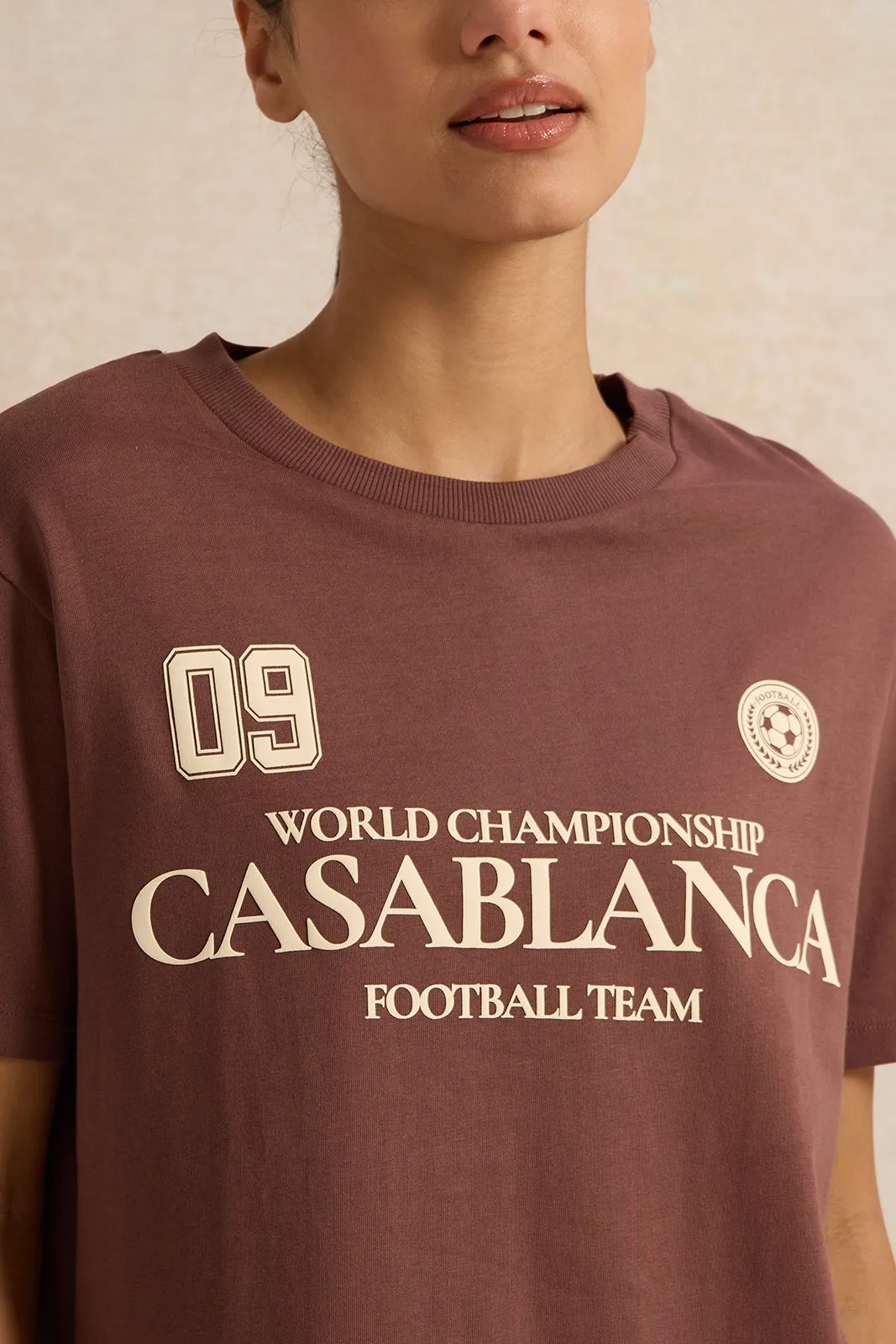 Women Brown Active Printed T-Shirt sold by Redtag product image thumbnail 4