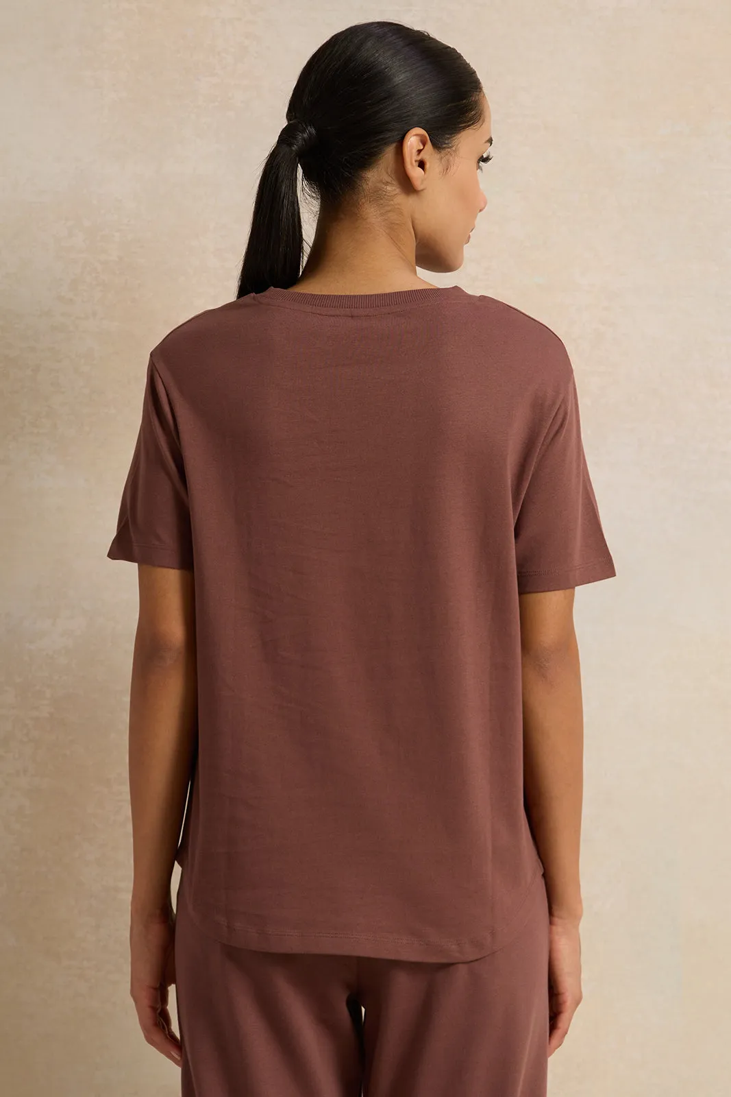 Women Brown Active Printed T-Shirt sold by Redtag product image thumbnail 3