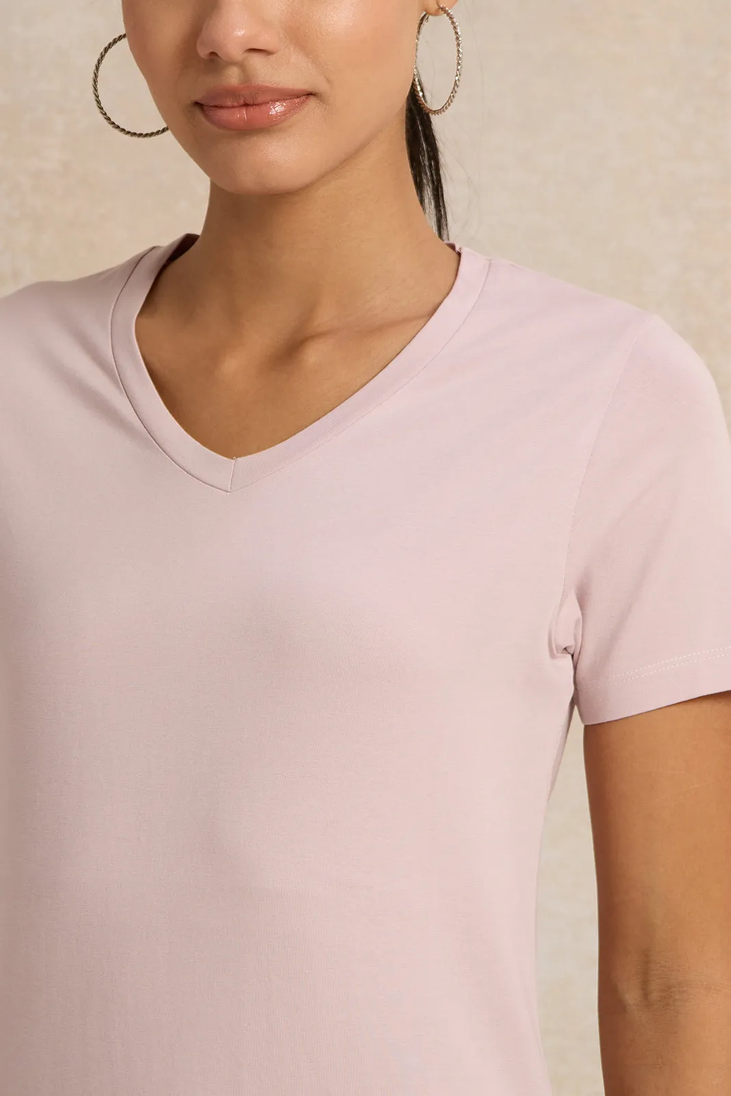 Women Lilac V Neck T-Shirt sold by Redtag product image thumbnail 4