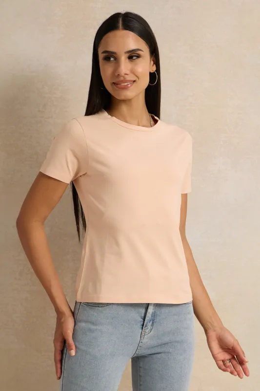 Women Orange Round Neck T-Shirt sold by Redtag