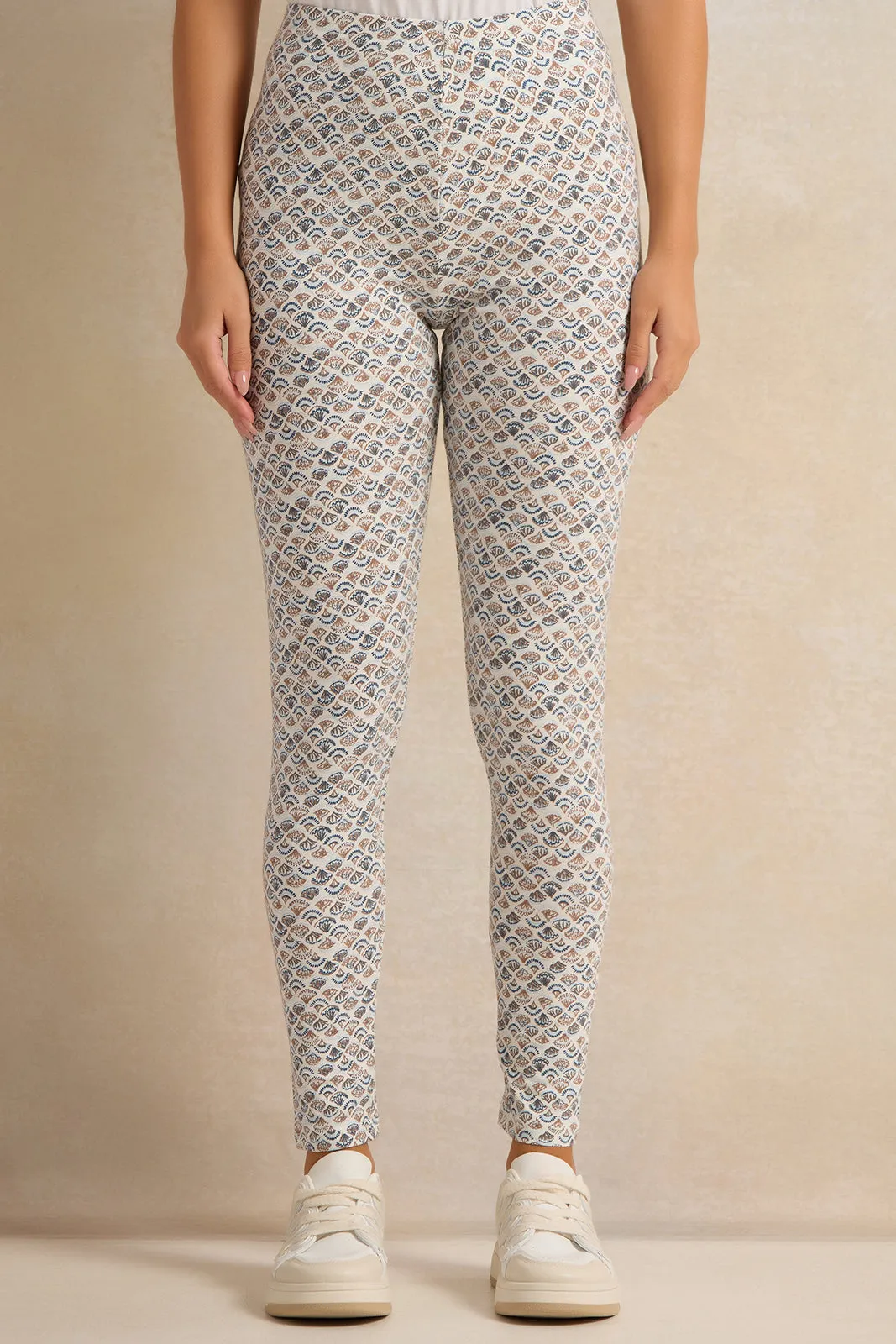 Women Ivory Printed Leggings sold by Redtag