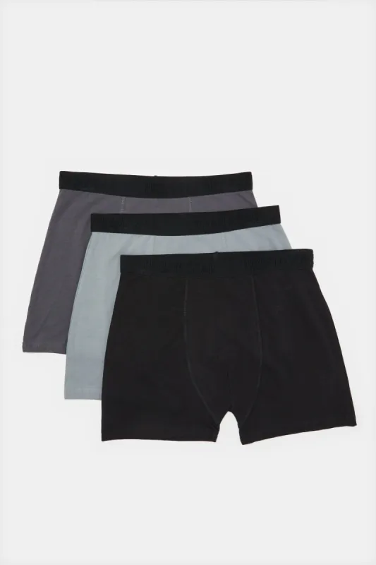 Senior Boys Assorted Solid  Boxer Brief (Pack of 3) sold by Redtag