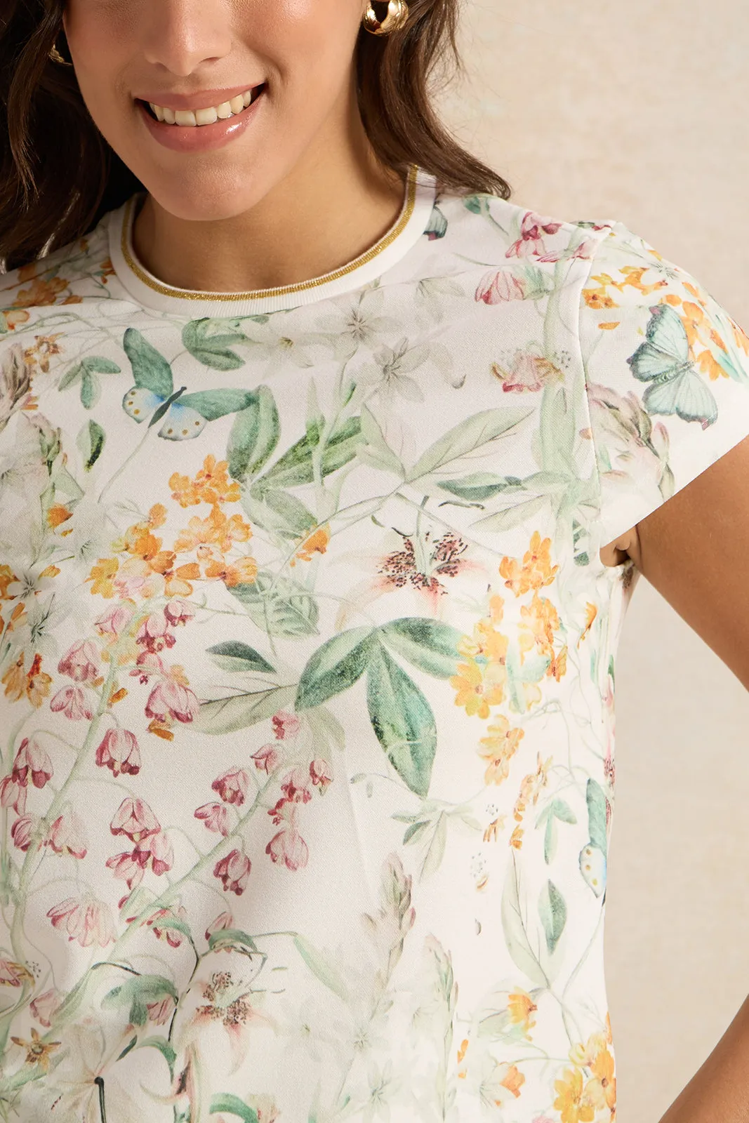 Women White Floral Print Co-Ord Top sold by Redtag product image thumbnail 4