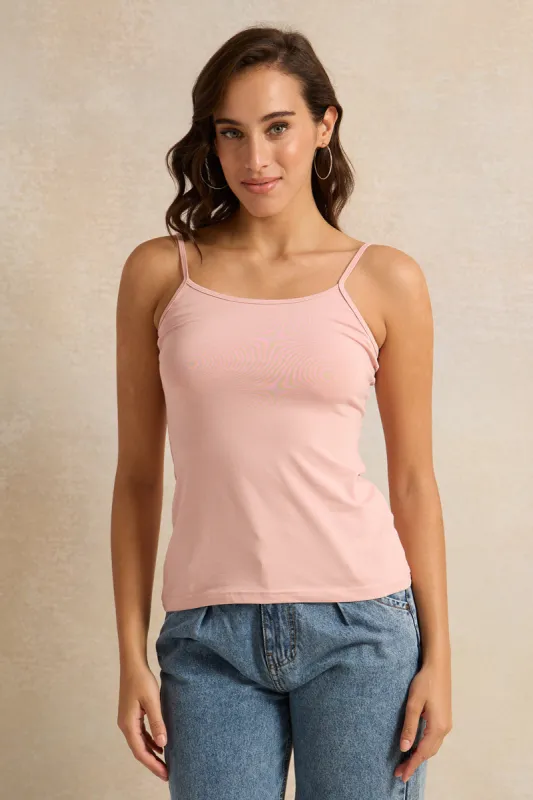Women Pink Plain Strappy Vest sold by Redtag