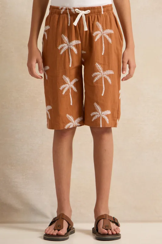 Senior Boys Rust Printed Shorts sold by Redtag