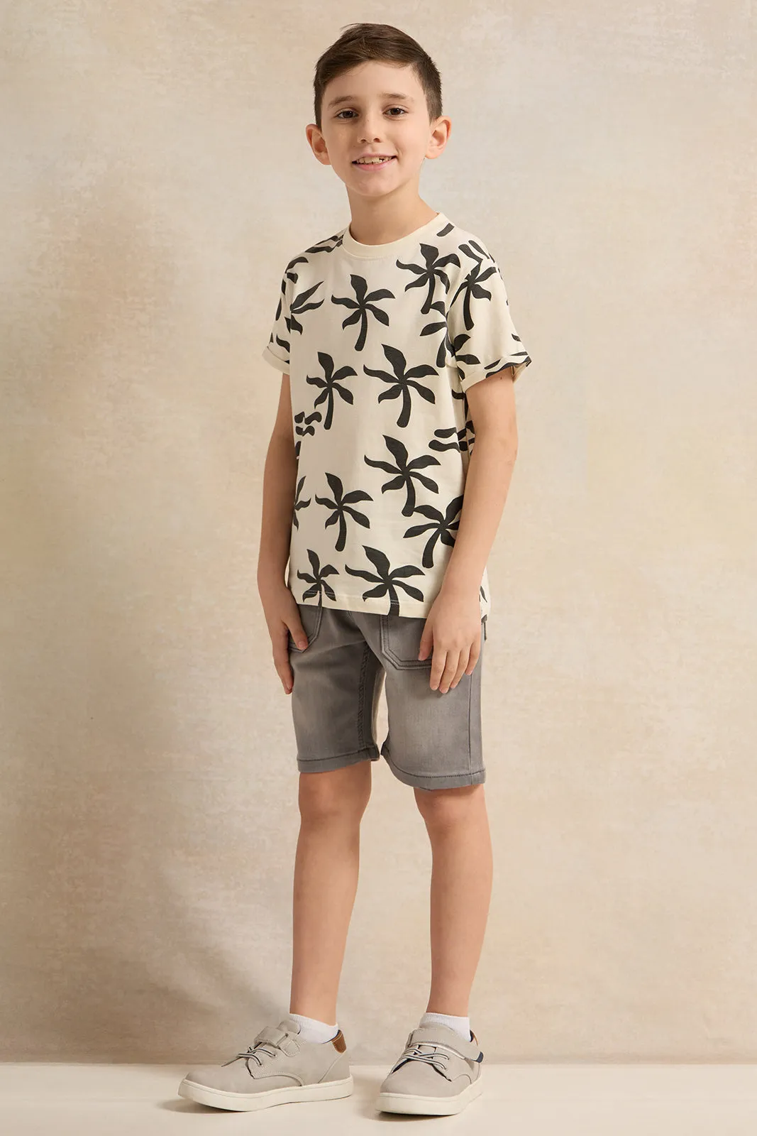 Boys Grey Denim Pull on Shorts sold by Redtag product image thumbnail 2