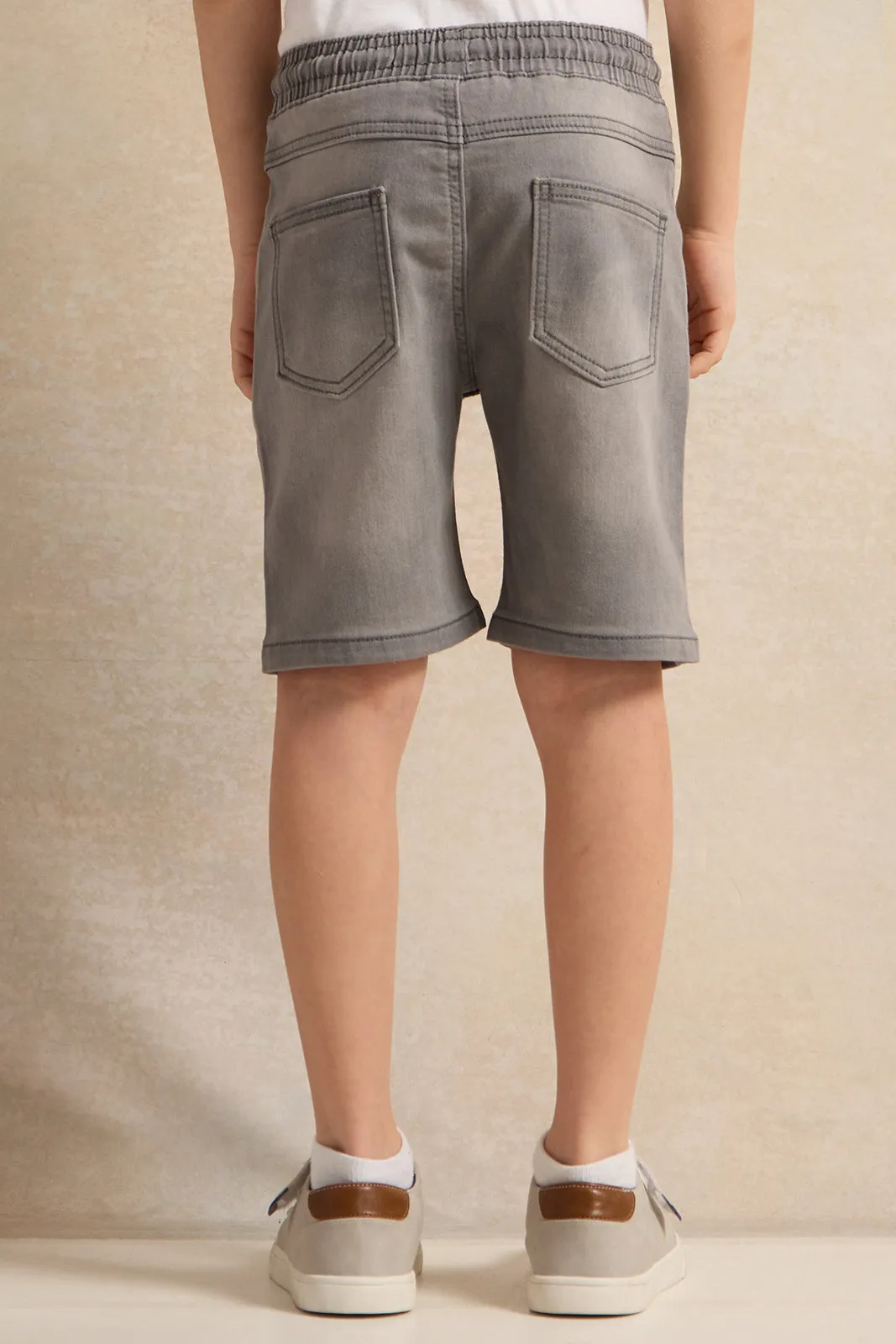 Boys Grey Denim Pull on Shorts sold by Redtag product image thumbnail 3