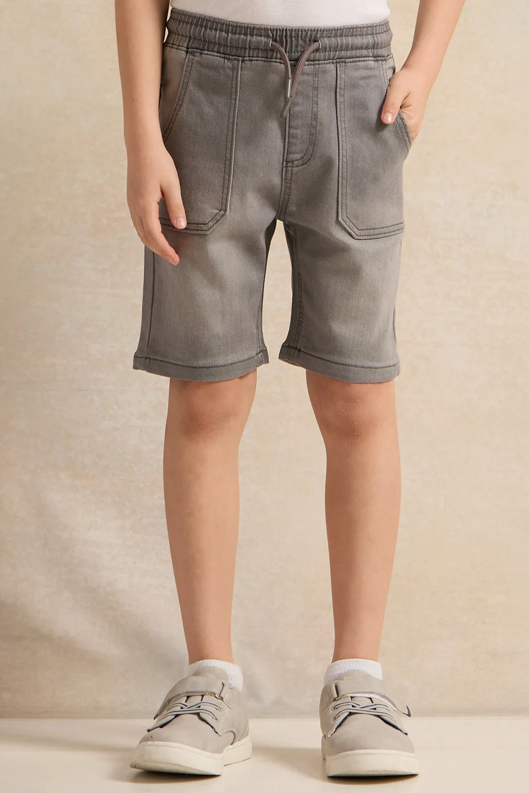 Boys Grey Denim Pull on Shorts sold by Redtag