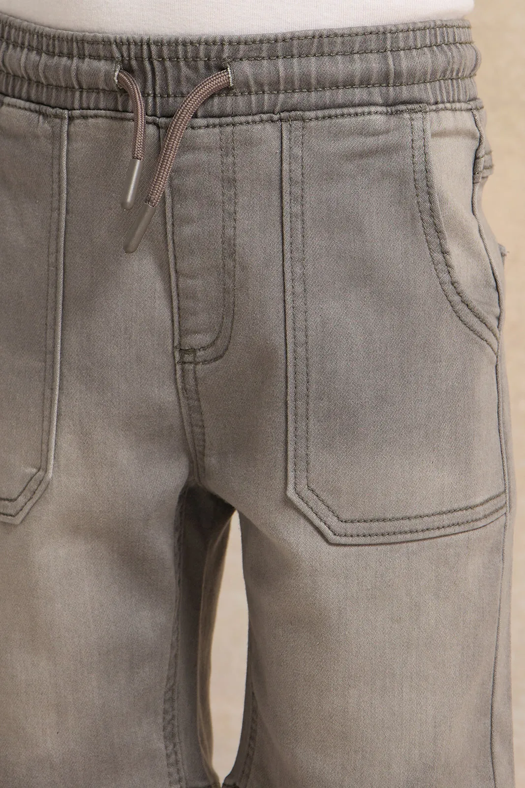 Boys Grey Denim Pull on Shorts sold by Redtag product image thumbnail 4