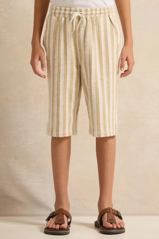 Senior Boys Beige Stripe Shorts sold by Redtag