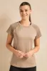 Women Beige Embellished Active T-Shirt sold by Redtag