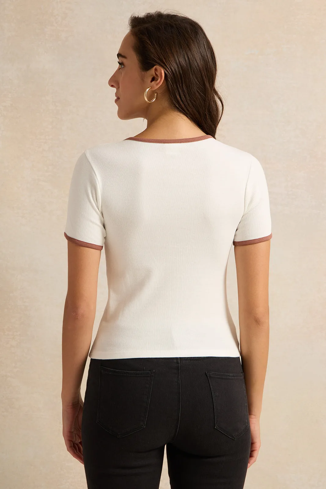 Women Ivory Printed Active T-Shirt sold by Redtag product image thumbnail 3