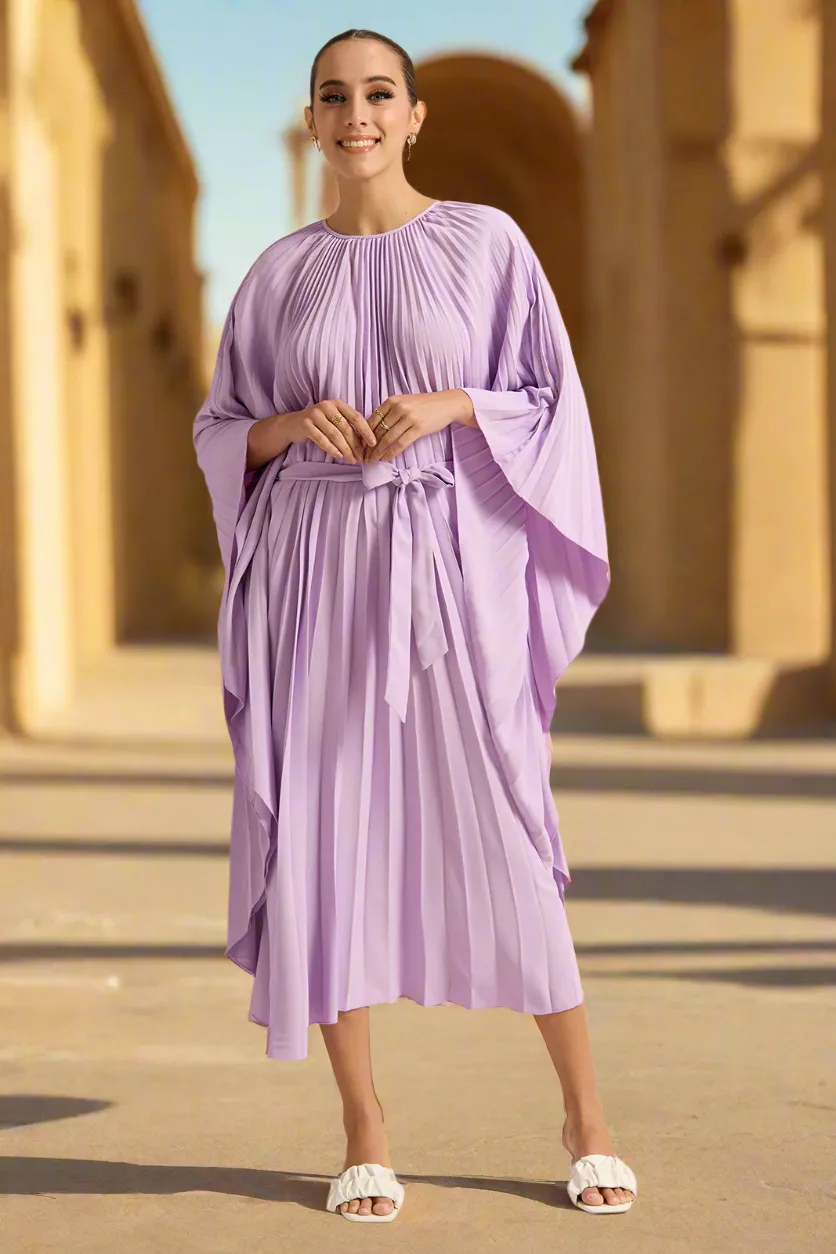 Women Lilac Pleated Belted Kimono Dress sold by Redtag product image thumbnail 5