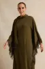 Women Olive Kimono Dress Fringe sold by Redtag