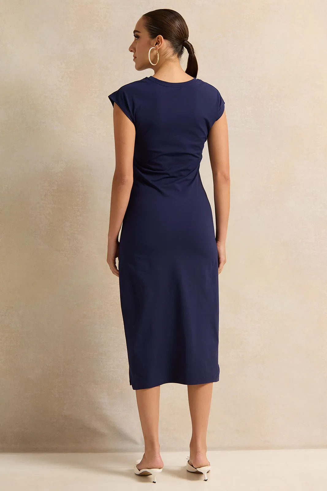 Women Navy Tie Jersey Shift Dress sold by Redtag product image thumbnail 3