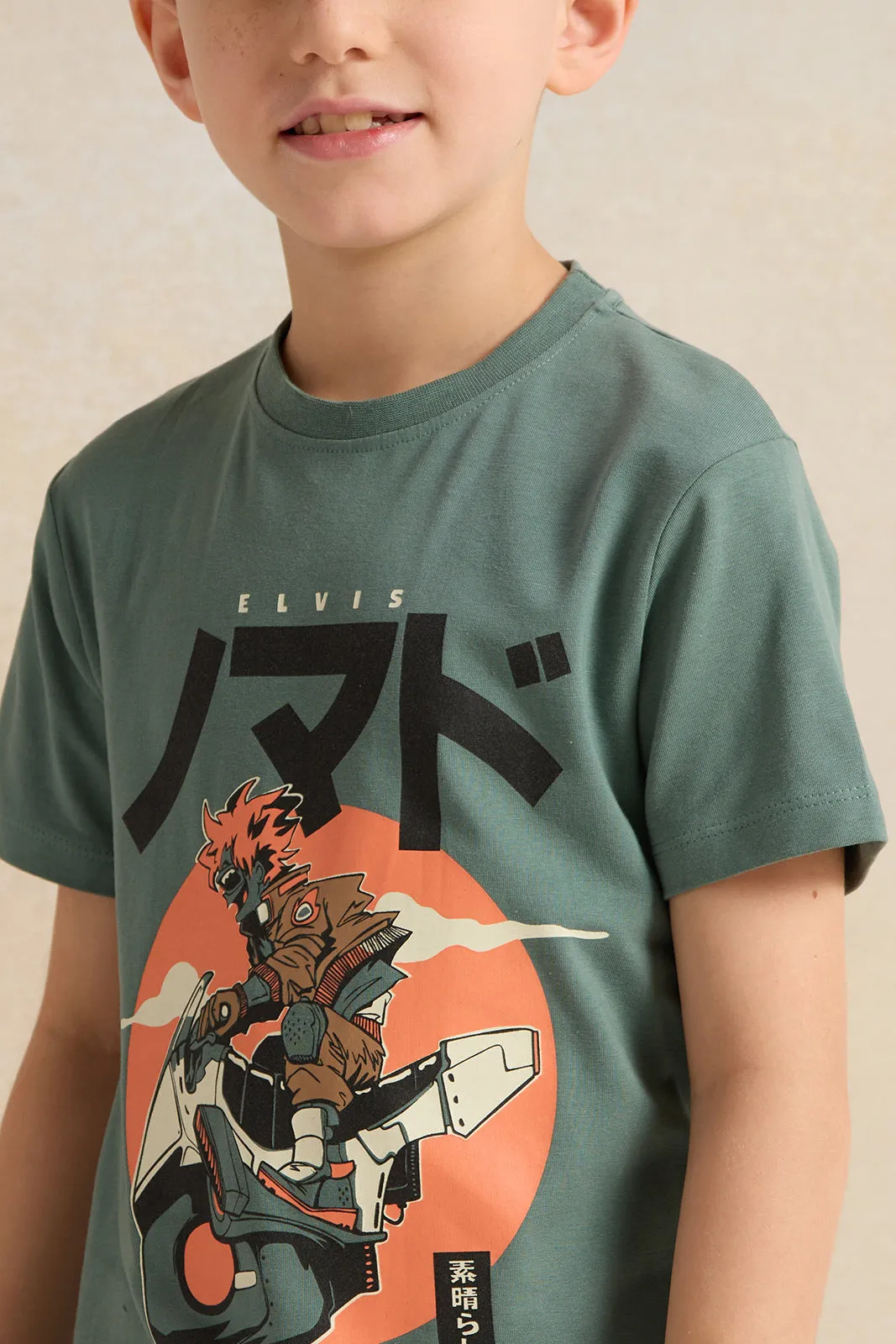 Boys Green Printed T-Shirt sold by Redtag product image thumbnail 4