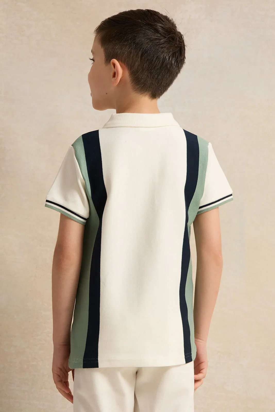 Boys White Polo Shirt With Zipper sold by Redtag product image thumbnail 3
