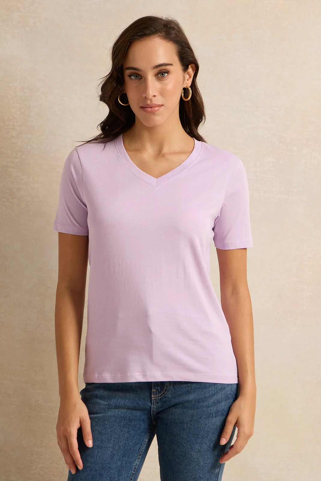 Women Lilac Solid T-Shirt sold by Redtag