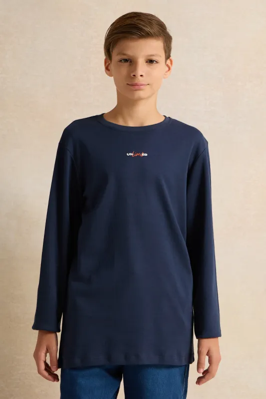 Senior Boys Navy Printed T-Shirt sold by Redtag