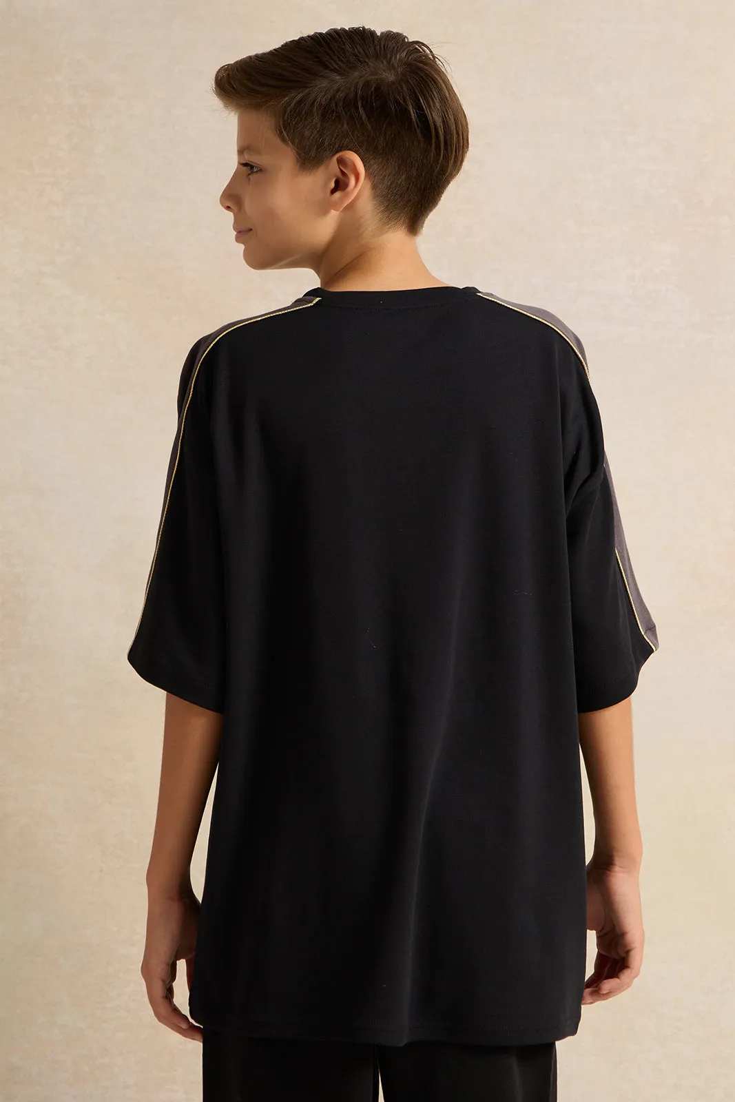 Senior Boys Black Warrior Print Oversize T-shirt sold by Redtag product image thumbnail 3