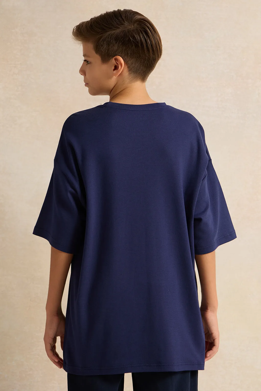 Senior Boys Navy Tiger Face Print T-shirt sold by Redtag product image thumbnail 3