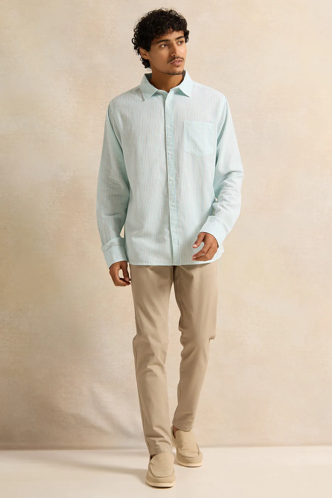 Men Blue Striped Casual Shirt sold by Redtag product image thumbnail 2