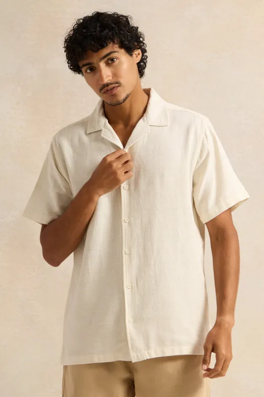 Men Beige Jacquard Casual Shirt sold by Redtag