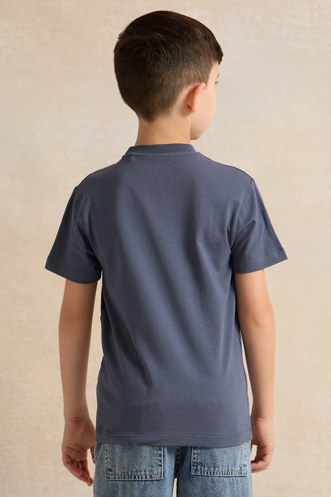 Boys Blue Lycra Printed T-Shirt sold by Redtag product image thumbnail 3