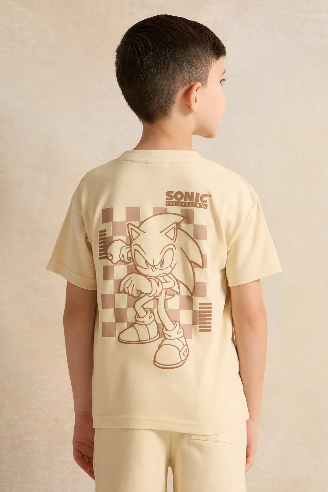 Boys Beige Sonic Print T-Shirt sold by Redtag product image thumbnail 3