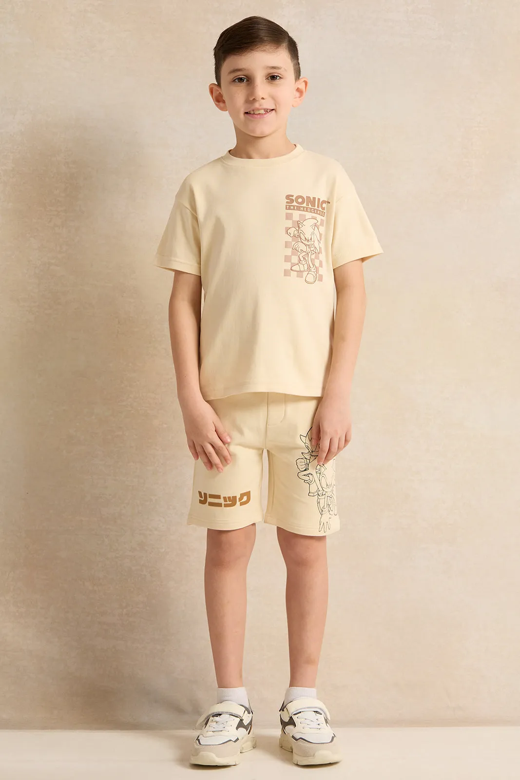 Boys Beige Sonic Print T-Shirt sold by Redtag product image thumbnail 2