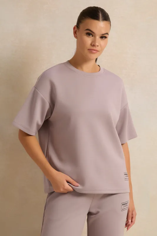 Women Mauve Drop Shoulder Oversize T-Shirt sold by Redtag
