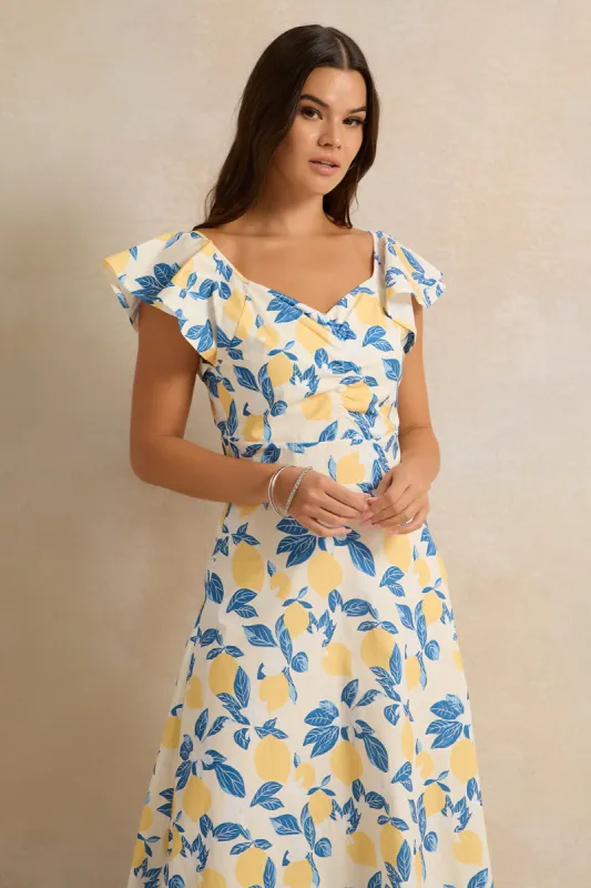 Women White Printed Dress sold by Redtag