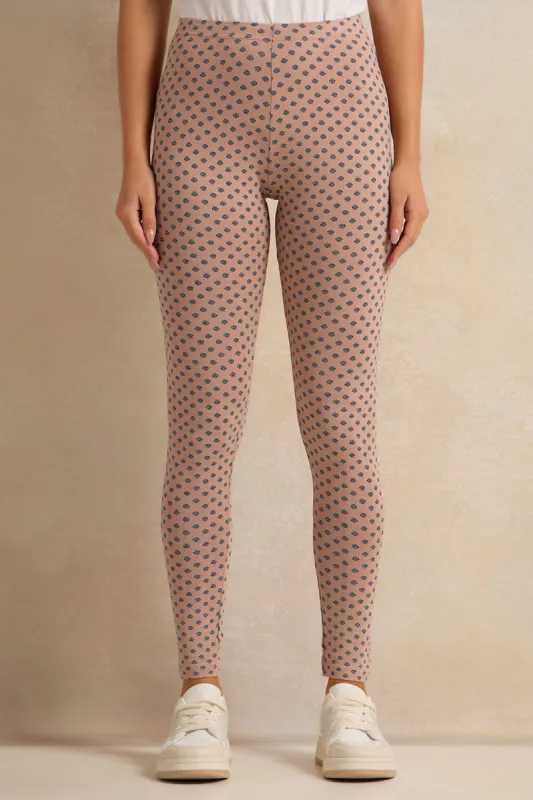 Women Rust Printed Leggings sold by Redtag