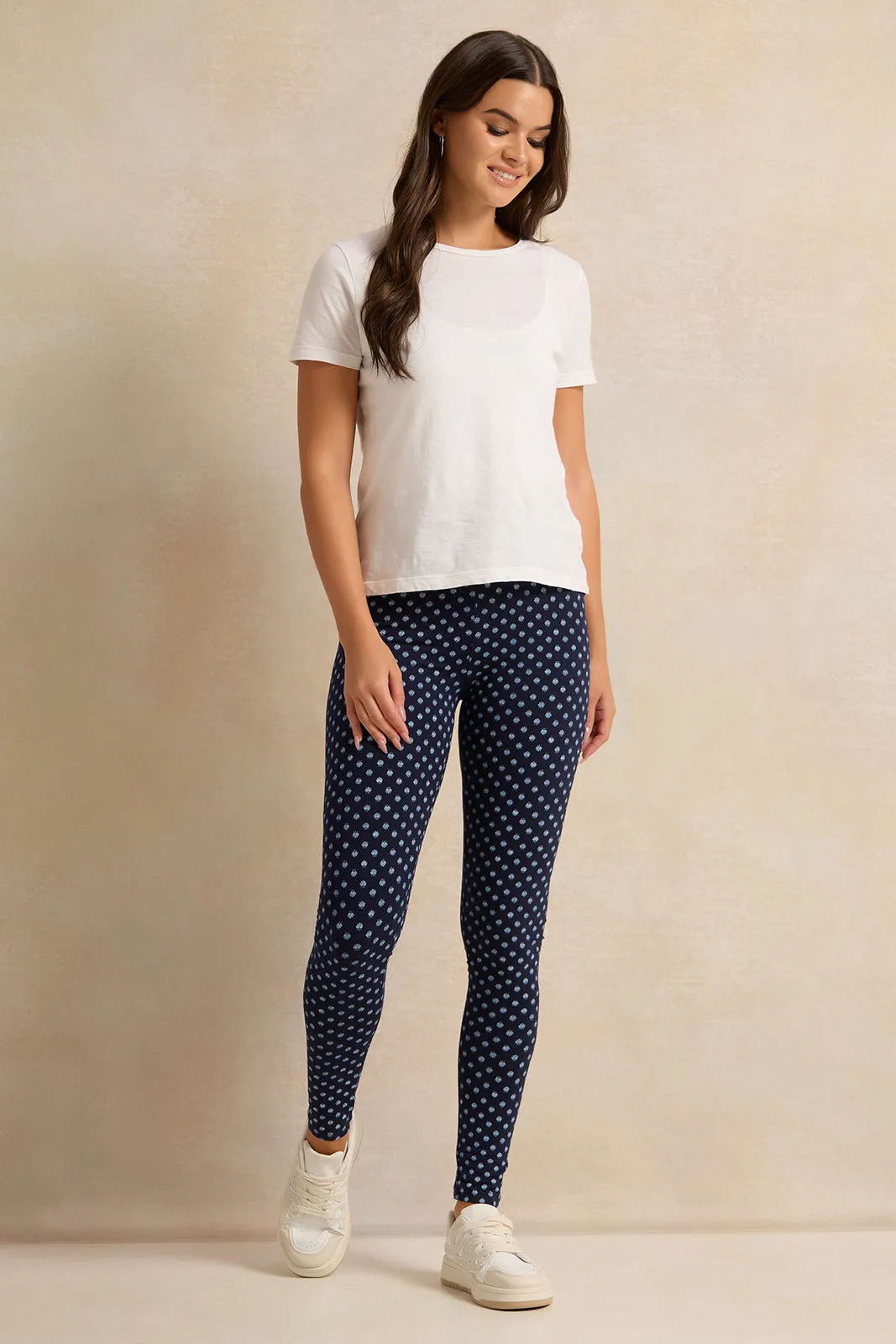 Women Navy Printed Leggings sold by Redtag product image thumbnail 2