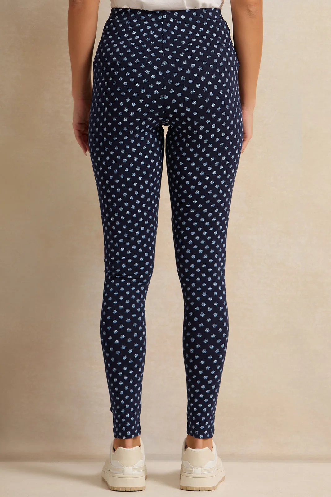 Women Navy Printed Leggings sold by Redtag product image thumbnail 3
