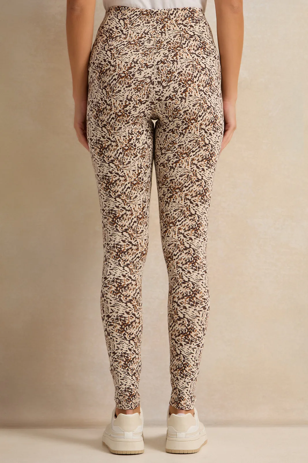 Women Beige Printed Leggings sold by Redtag product image thumbnail 3
