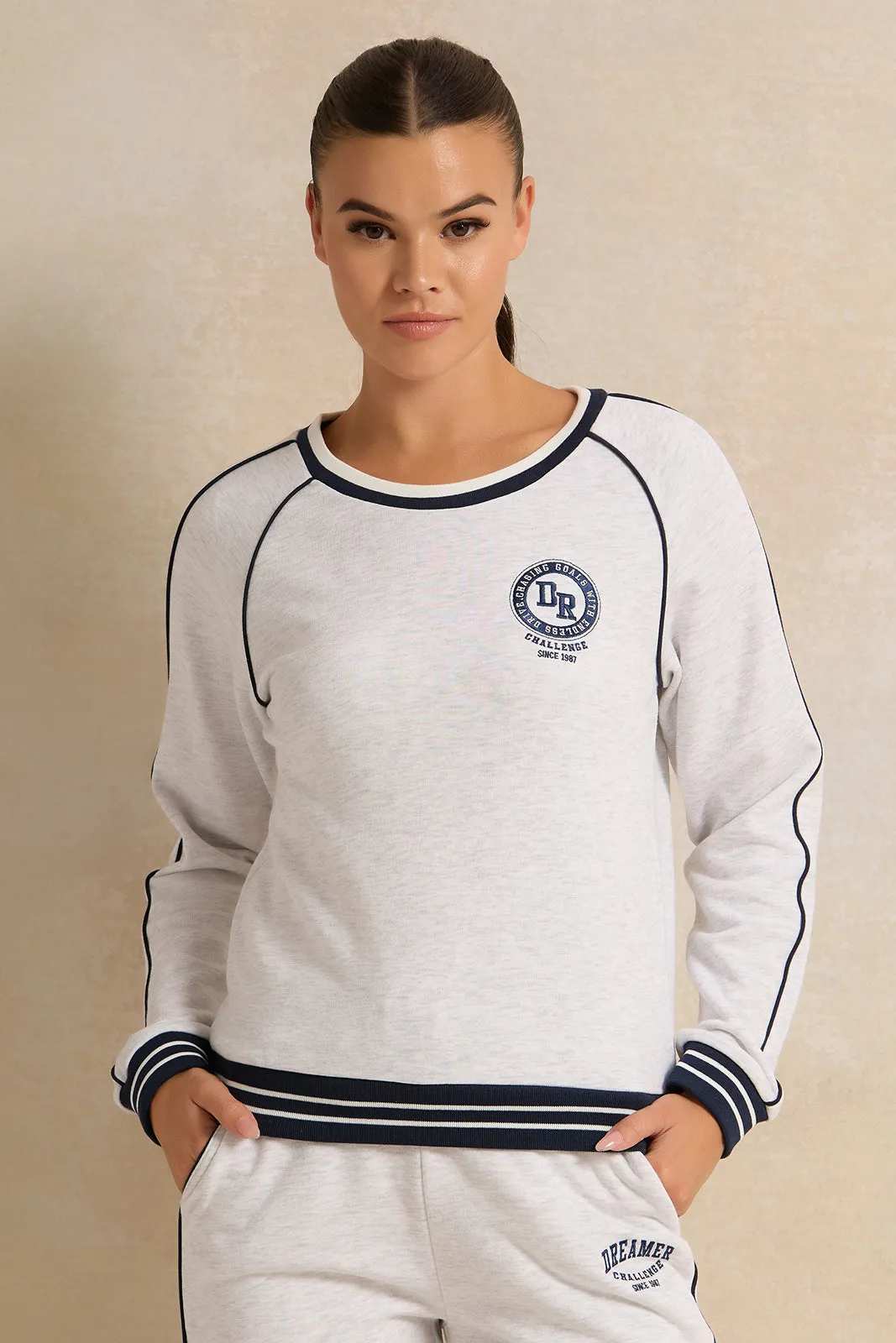 Women Grey Printed Sweatshirt sold by Redtag