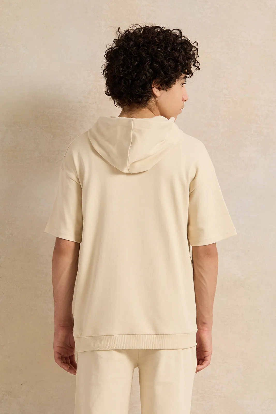 Senior Boys Beige Oversize Hooded Sweatshirt sold by Redtag product image thumbnail 3