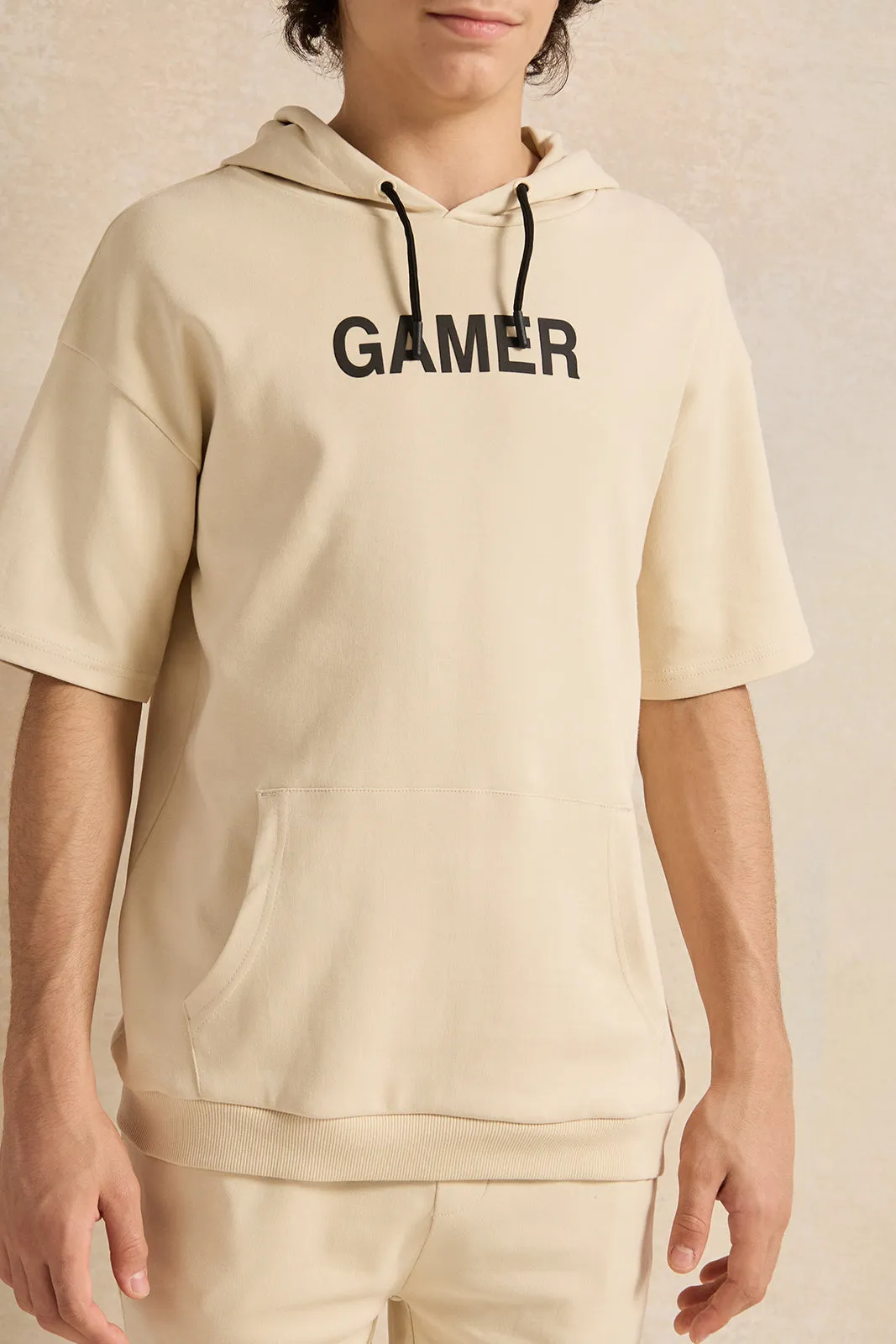 Senior Boys Beige Oversize Hooded Sweatshirt sold by Redtag product image thumbnail 4